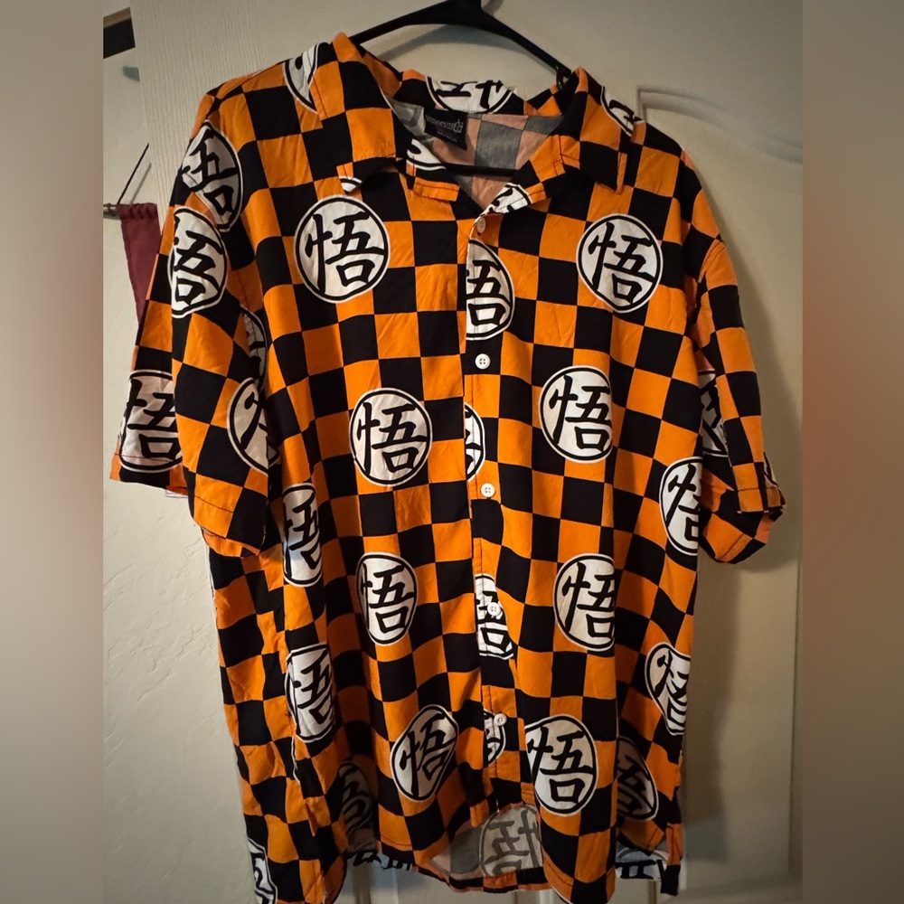 Vibrant Orange and Black Checkered Men's Shirt